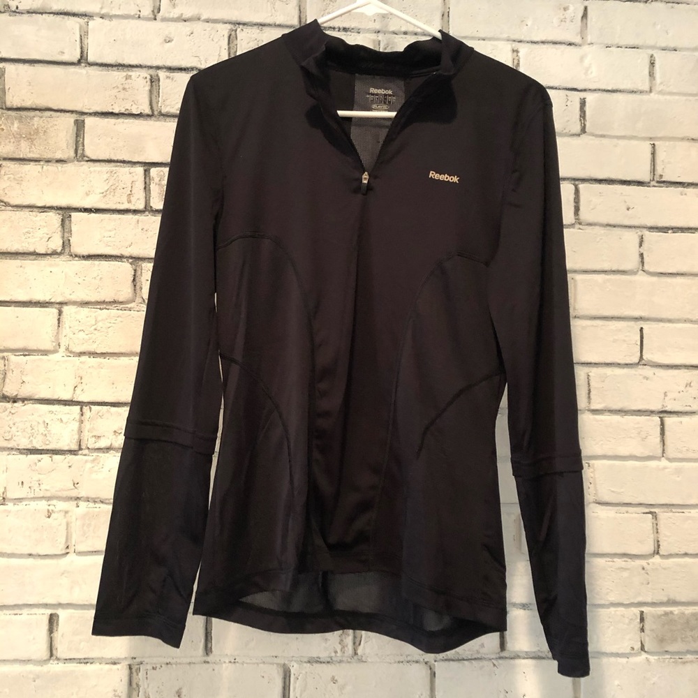 Reebok long sleeve black 3/4 zip sports pullover